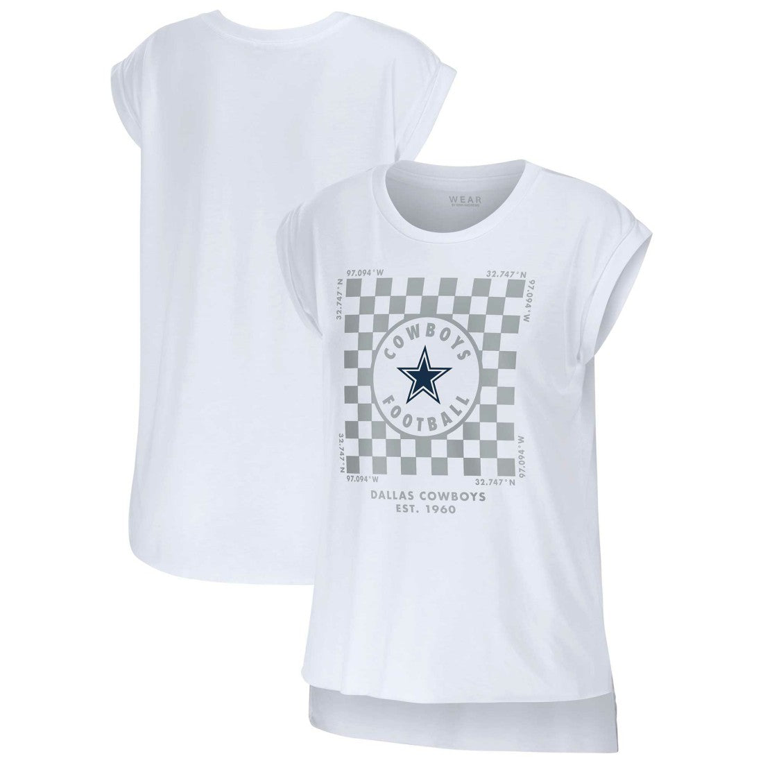 Dallas Cowboys WEAR by Erin Andrews Women's Checker Muscle Tank Top White - NFL