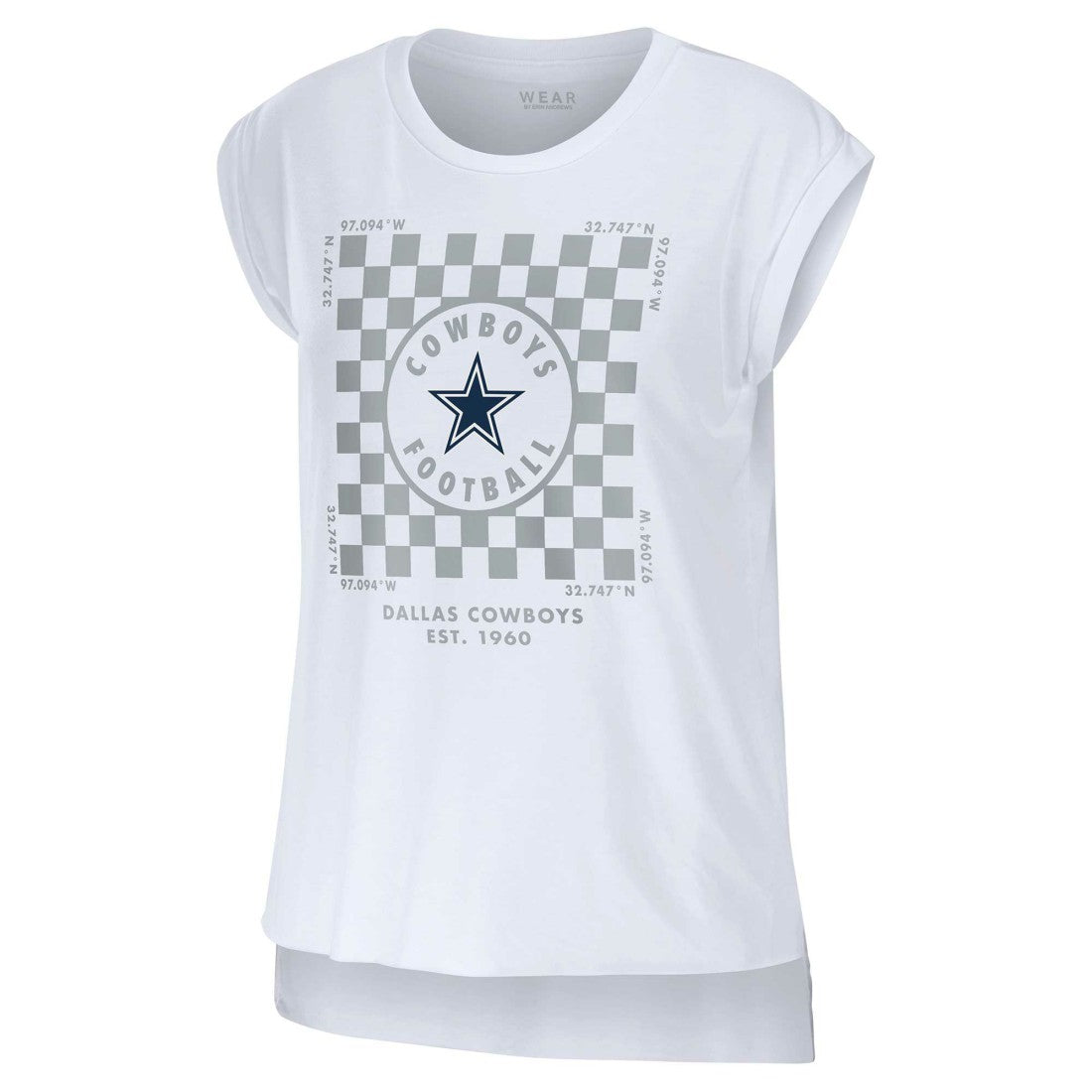 Dallas Cowboys WEAR by Erin Andrews Women's Checker Muscle Tank Top White - NFL