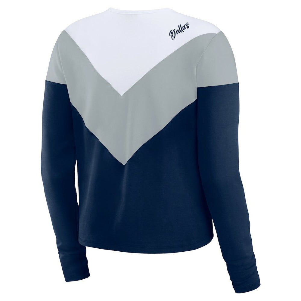 Dallas Cowboys WEAR by Erin Andrews Women's Plus Size Chevron Tri-Blend Long Sleeve T-Shirt Navy - NFL