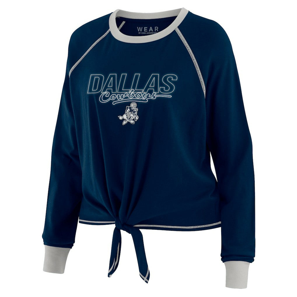 Dallas Cowboys WEAR by Erin Andrews Women's Tie-Front Long Sleeve T-Shirt Navy - NFL