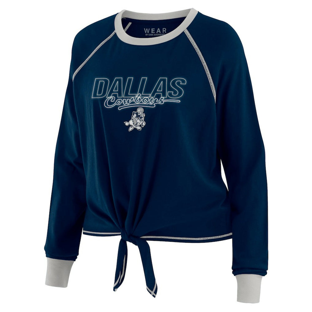 Dallas Cowboys WEAR by Erin Andrews Women's Tie-Front Long Sleeve T-Shirt Navy - NFL
