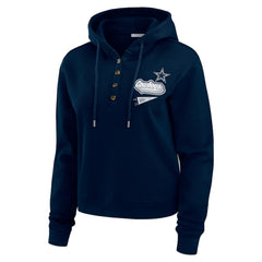 Dallas Cowboys WEAR by Erin Andrews Women's Waffle-Knit Pullover Hoodie Navy - NFL