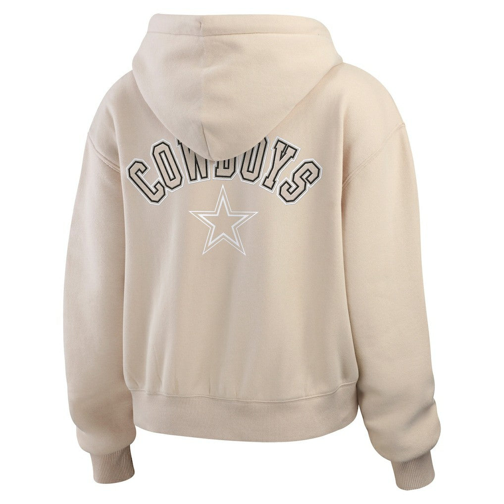 Dallas Cowboys WEAR by Erin Andrews Women's Tonal Full-Zip Hoodie Oatmeal - NFL