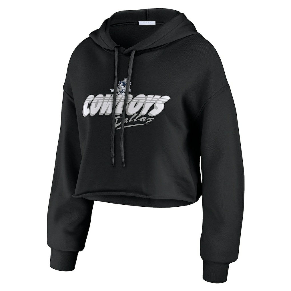 Dallas Cowboys WEAR by Erin Andrews Women's Prime Cropped Pullover Hoodie Black - NFL