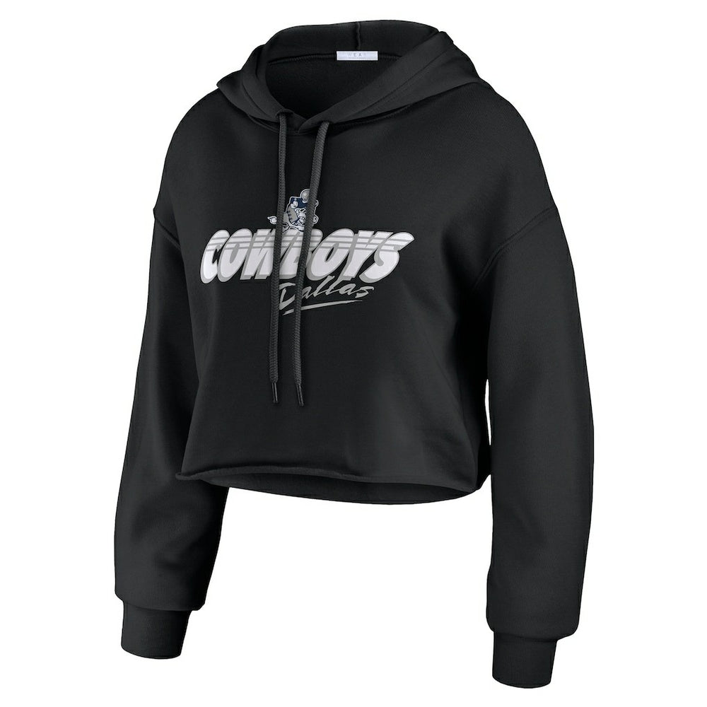 Dallas Cowboys WEAR by Erin Andrews Women's Prime Cropped Pullover Hoodie Black - NFL