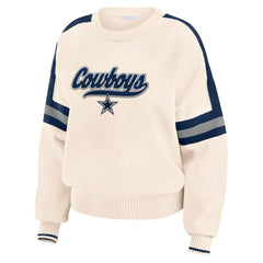 Dallas Cowboys WEAR by Erin Andrews Women's Stripe Pullover Sweater Cream - NFL