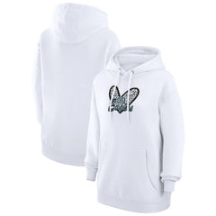 Philadelphia Eagles G-III 4Her by Carl Banks Women's Animal Print Heart Team Graphic Fleece Tri-Blend Pullover Hoodie White - NFL