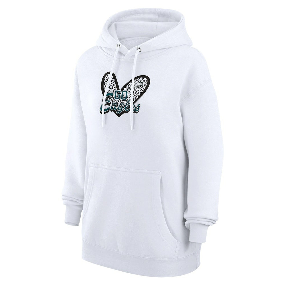 Philadelphia Eagles G-III 4Her by Carl Banks Women's Animal Print Heart Team Graphic Fleece Tri-Blend Pullover Hoodie White - NFL
