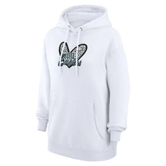 Philadelphia Eagles G-III 4Her by Carl Banks Women's Animal Print Heart Team Graphic Fleece Tri-Blend Pullover Hoodie White - NFL