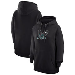 Philadelphia Eagles G-III 4Her by Carl Banks Women's Animal Print Heart Team Graphic Fleece Tri-Blend Pullover Hoodie Black - NFL
