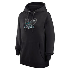 Philadelphia Eagles G-III 4Her by Carl Banks Women's Animal Print Heart Team Graphic Fleece Tri-Blend Pullover Hoodie Black - NFL