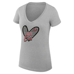 Tampa Bay Buccaneers G-III 4Her by Carl Banks Women's Super-Slim Fit Lightweight Leopard Heart V-Neck T-Shirt Heather Gray - NFL