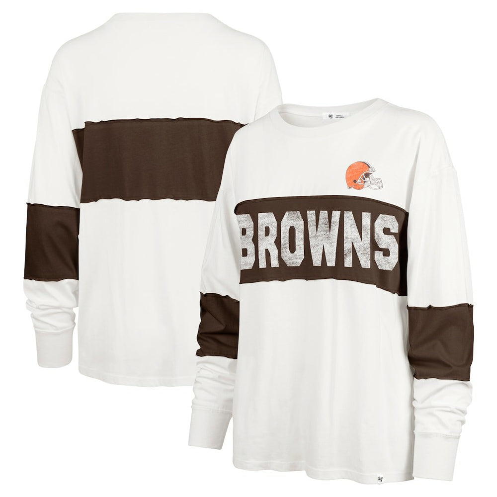 Cleveland Browns '47 Women's Clubhouse Pride Taylor Long Sleeve T-Shirt Cream - 47 brand