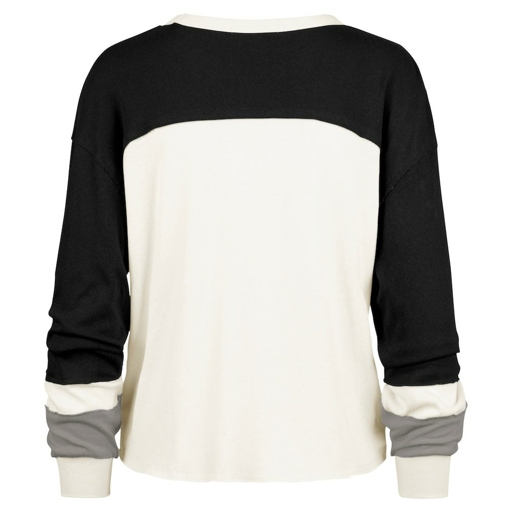 Carolina Panthers '47 Women's Double Header Curve Raglan Long Sleeve Crop Top Cream - 47 brand