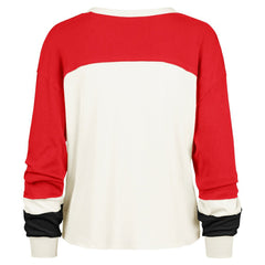 San Francisco 49ers '47 Women's Double Header Curve Raglan Long Sleeve Crop Top Cream - 47 brand