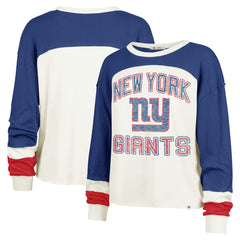 New York Giants '47 Women's Double Header Curve Raglan Long Sleeve Crop Top Cream - 47 brand