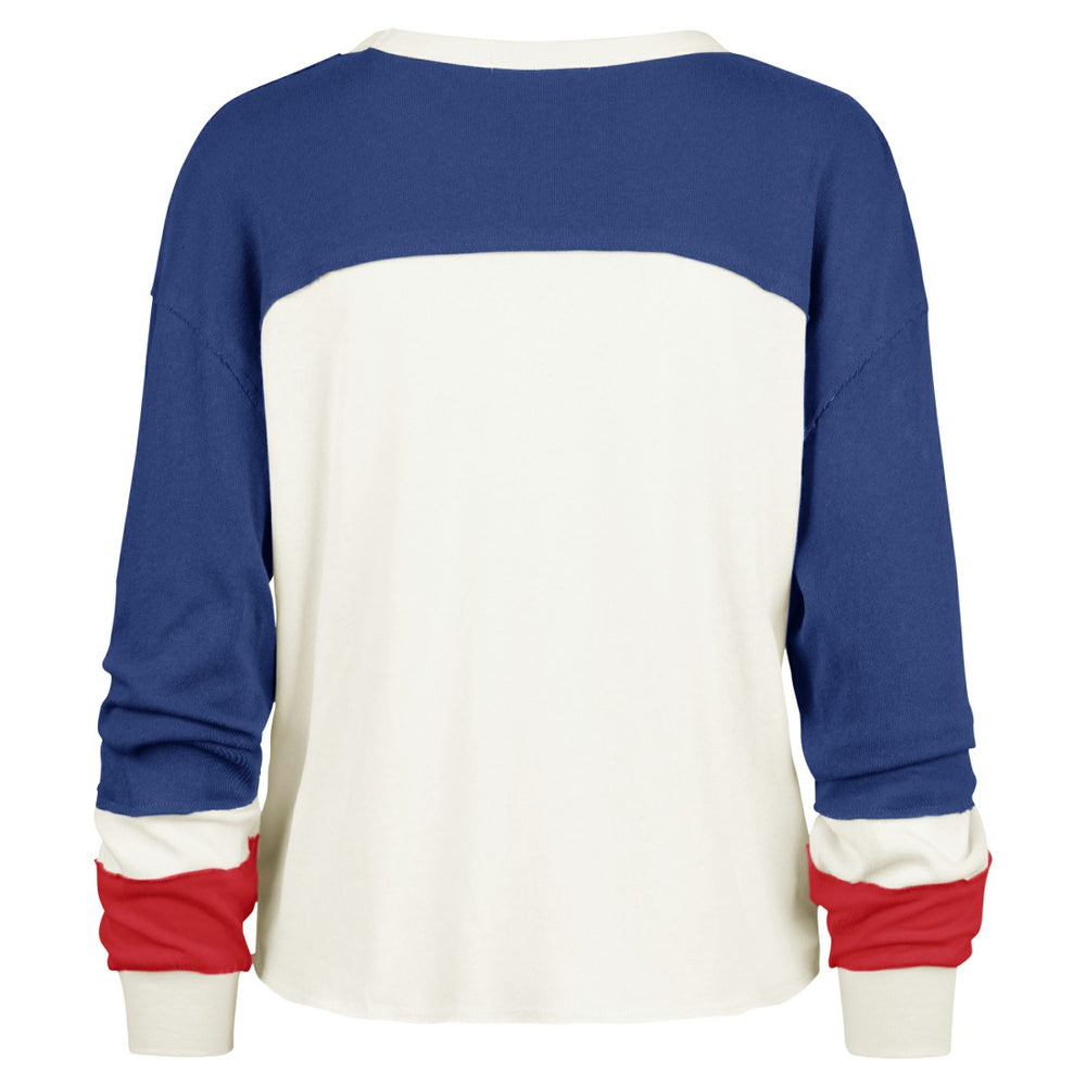 New York Giants '47 Women's Double Header Curve Raglan Long Sleeve Crop Top Cream - 47 brand