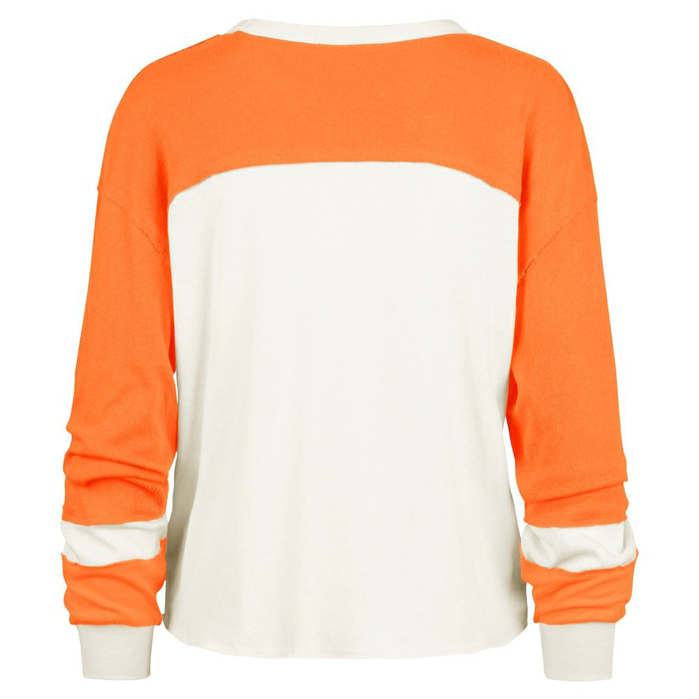 Miami Dolphins '47 Women's Double Header Curve Raglan Long Sleeve Crop Top Cream - 47 brand
