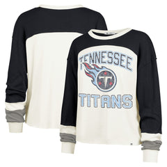 Tennessee Titans '47 Women's Double Header Curve Raglan Long Sleeve Crop Top Cream - 47 brand