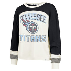 Tennessee Titans '47 Women's Double Header Curve Raglan Long Sleeve Crop Top Cream - 47 brand
