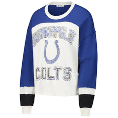 Indianapolis Colts '47 Women's Double Header Curve Raglan Long Sleeve Crop Top Cream - 47 brand