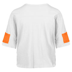 Miami Dolphins '47 Women's Double Header Scout Cropped V-Neck T-Shirt White - 47 brand