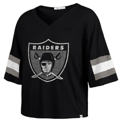 Las Vegas Raiders '47 Women's Double Header Scout Cropped V-Neck T-Shirt Black - 47 brand