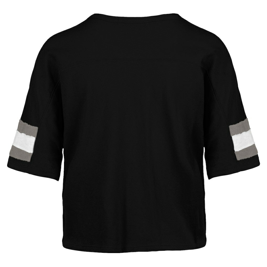 Las Vegas Raiders '47 Women's Double Header Scout Cropped V-Neck T-Shirt Black - 47 brand