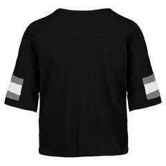 Las Vegas Raiders '47 Women's Double Header Scout Cropped V-Neck T-Shirt Black - 47 brand