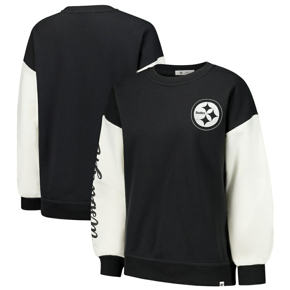 Pittsburgh Steelers '47 Women's Double Header Rise Andie Pullover Sweatshirt Black - 47 brand