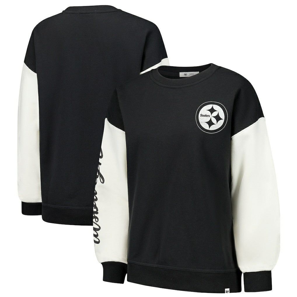 Pittsburgh Steelers '47 Women's Double Header Rise Andie Pullover Sweatshirt Black - 47 brand