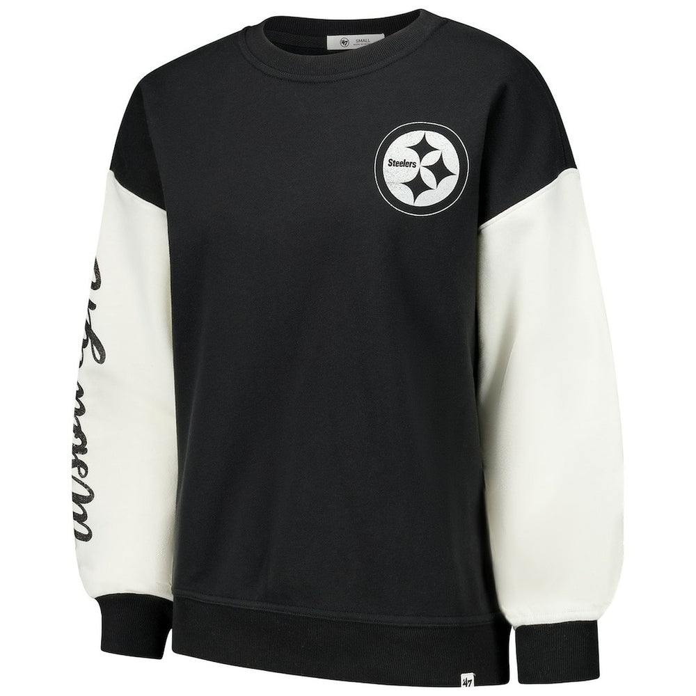 Pittsburgh Steelers '47 Women's Double Header Rise Andie Pullover Sweatshirt Black - 47 brand