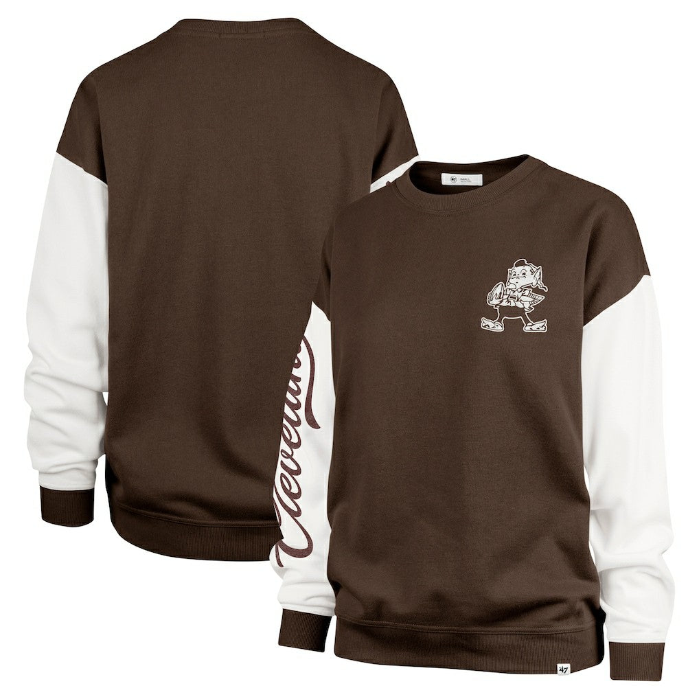 Cleveland Browns '47 Women's Double Header Rise Andie Pullover Sweatshirt Brown - 47 brand