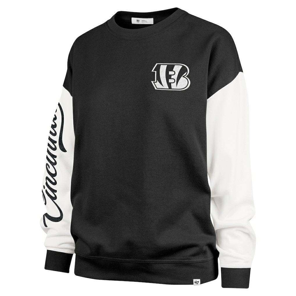 Cincinnati Bengals '47 Women's Double Header Rise Andie Pullover Sweatshirt Black - 47 brand