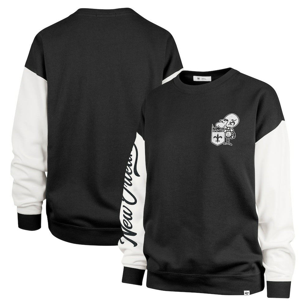New Orleans Saints '47 Women's Double Header Rise Andie Pullover Sweatshirt Black - 47 brand