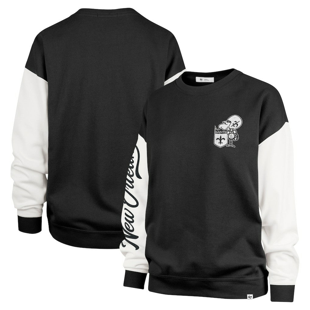 New Orleans Saints '47 Women's Double Header Rise Andie Pullover Sweatshirt Black - 47 brand