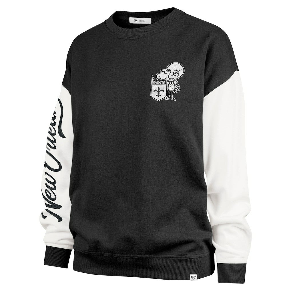 New Orleans Saints '47 Women's Double Header Rise Andie Pullover Sweatshirt Black - 47 brand