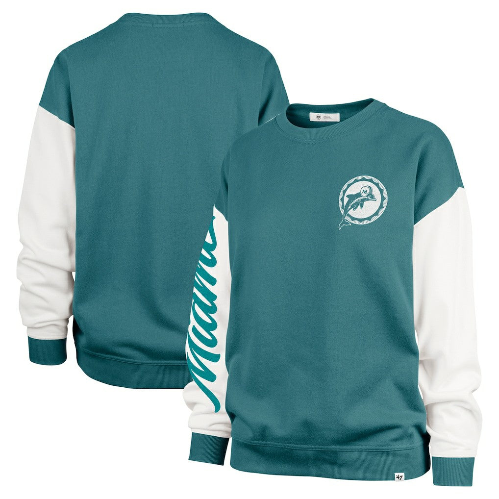 Miami Dolphins '47 Women's Double Header Rise Andie Pullover Sweatshirt Aqua - 47 brand