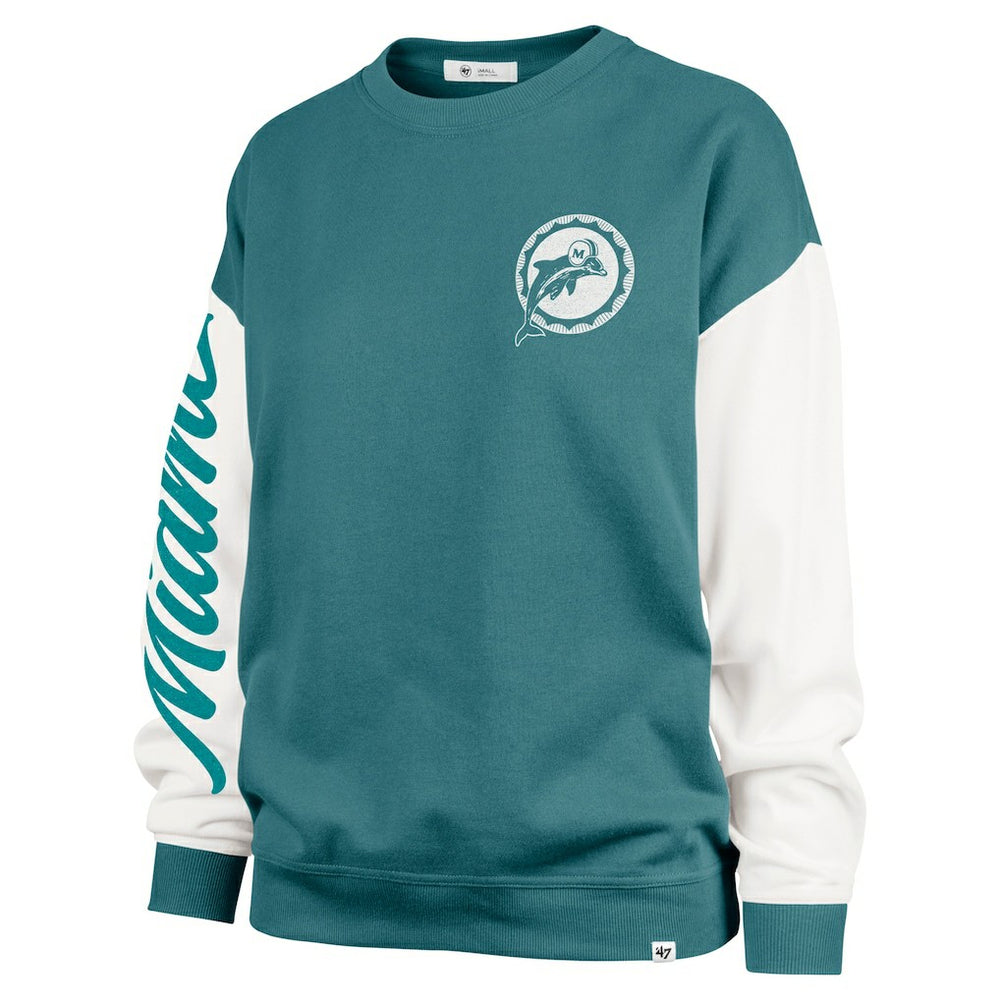 Miami Dolphins '47 Women's Double Header Rise Andie Pullover Sweatshirt Aqua - 47 brand