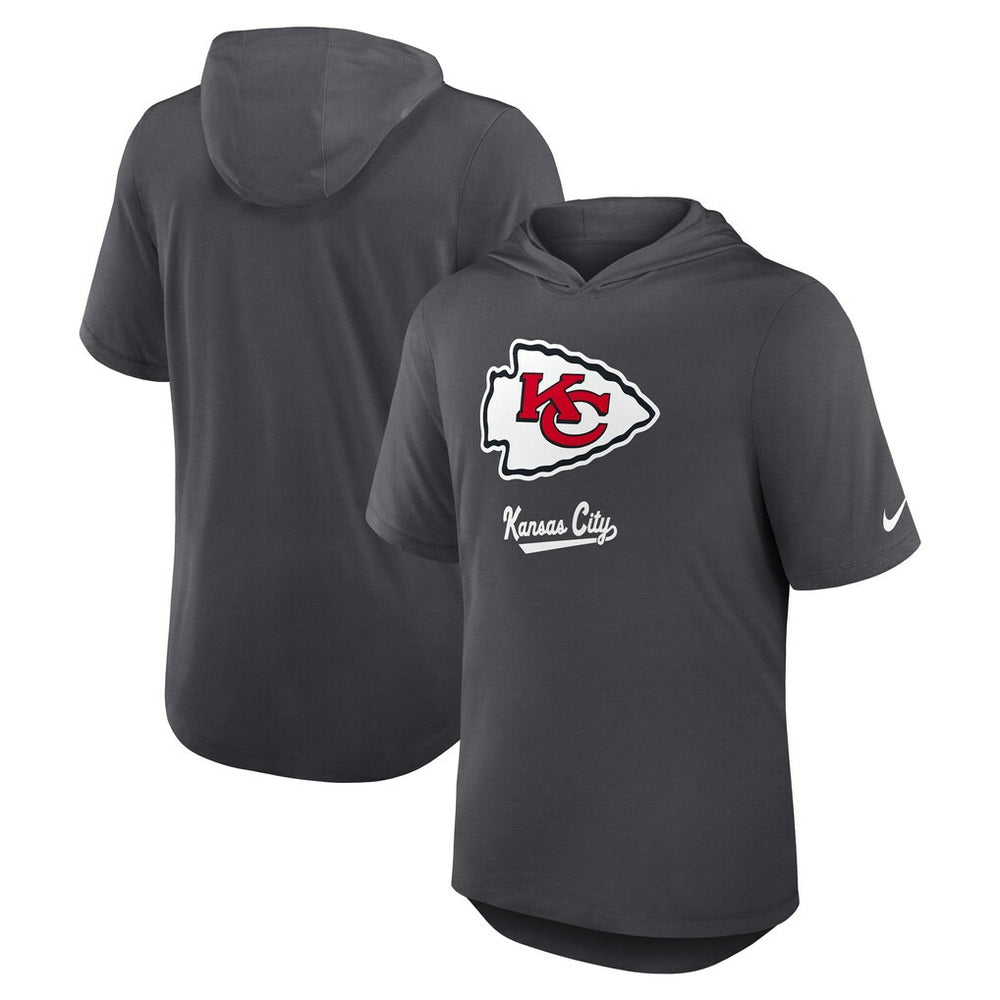 Kansas City Chiefs Tri-Blend Performance Hoodie T-Shirt Anthracite - Nike