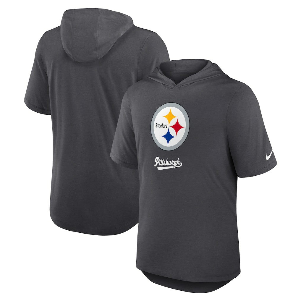 Pittsburgh Steelers Tri-Blend Performance Hoodie T-Shirt Anthracite - Nike
