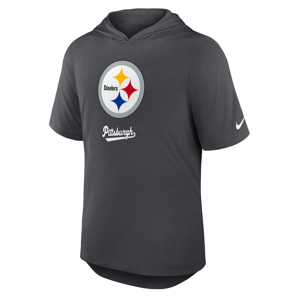 Pittsburgh Steelers Tri-Blend Performance Hoodie T-Shirt Anthracite - Nike