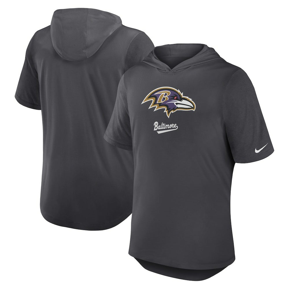 Baltimore Ravens Tri-Blend Performance Hoodie T-Shirt Anthracite - Nike