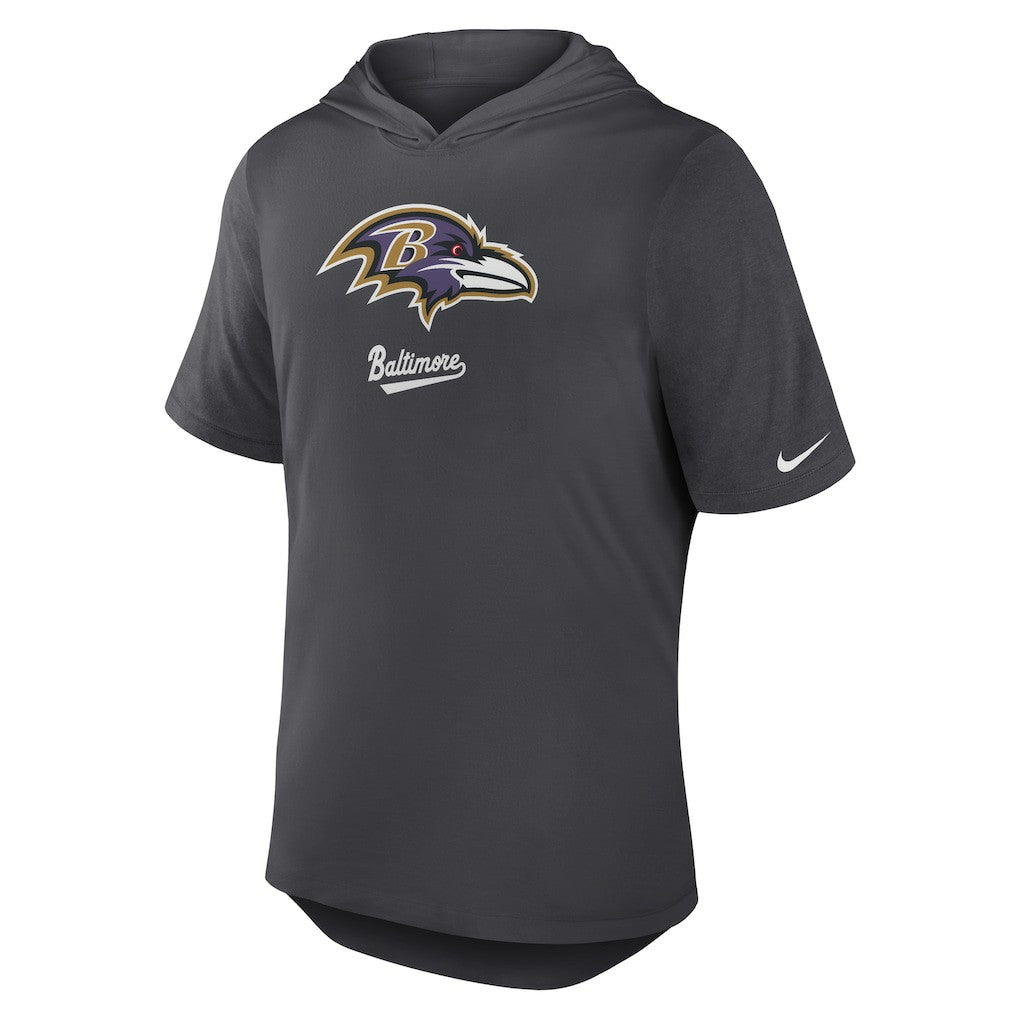 Baltimore Ravens Tri-Blend Performance Hoodie T-Shirt Anthracite - Nike