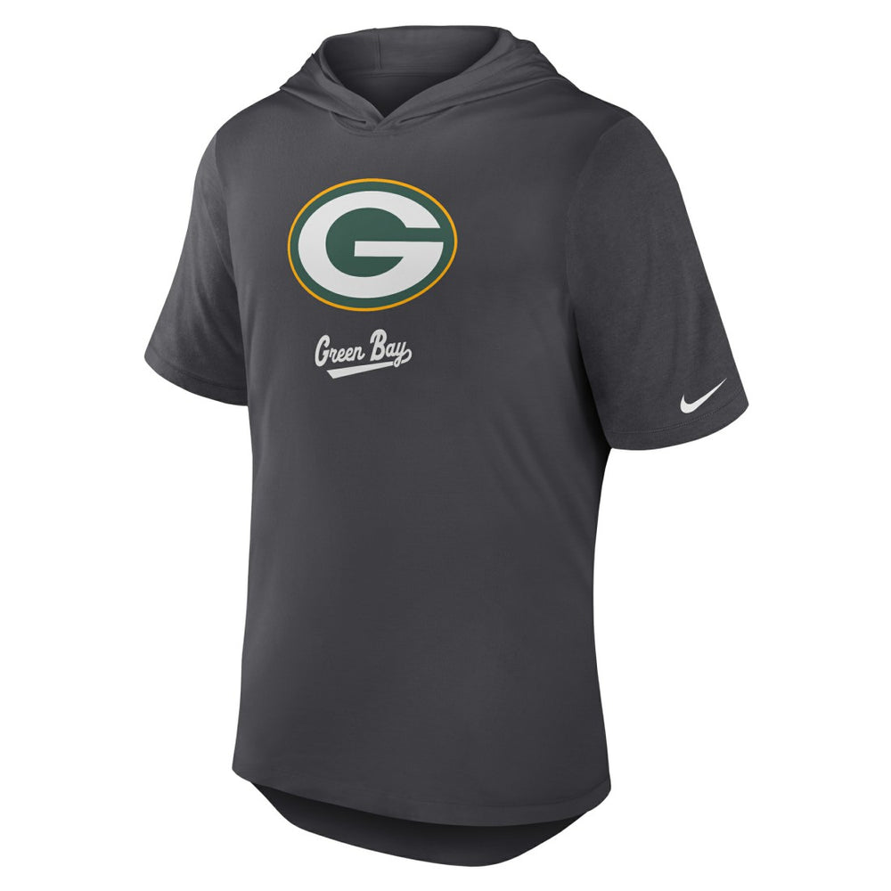 Green Bay Packers Tri-Blend Performance Hoodie T-Shirt Anthracite - Nike