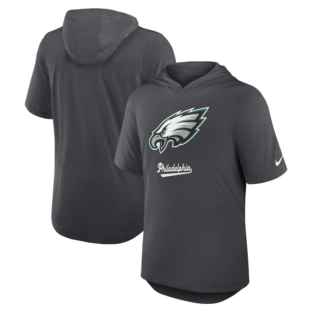 Philadelphia Eagles Tri-Blend Performance Hoodie T-Shirt Anthracite - Nike
