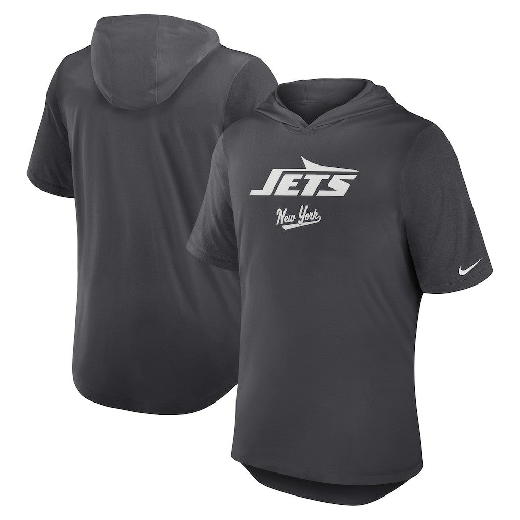 New York Jets Tri-Blend Performance Hoodie T-Shirt Anthracite - Nike