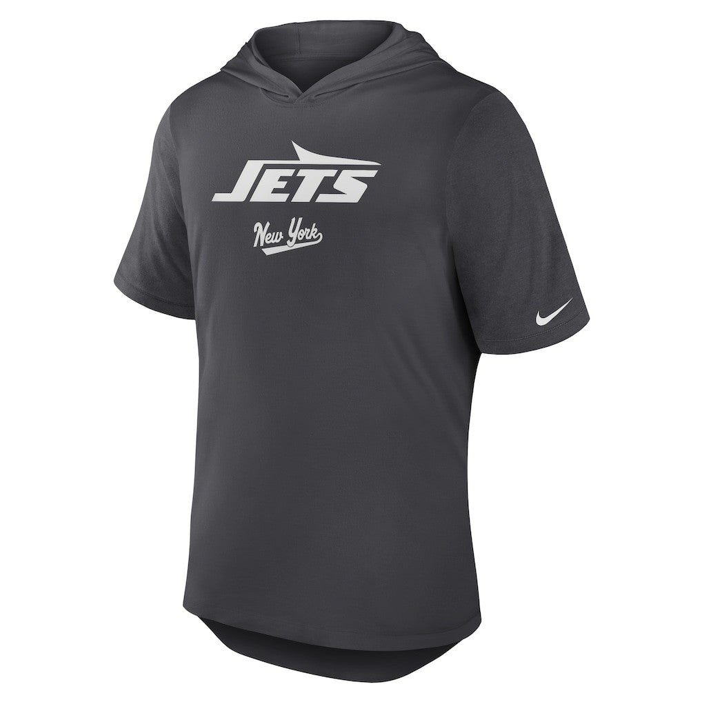 New York Jets Tri-Blend Performance Hoodie T-Shirt Anthracite - Nike