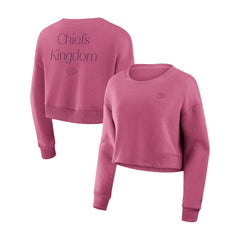 Kansas City Chiefs Women's Studio Tri-Blend Cropped Pullover Sweatshirt Pink - Fanatics