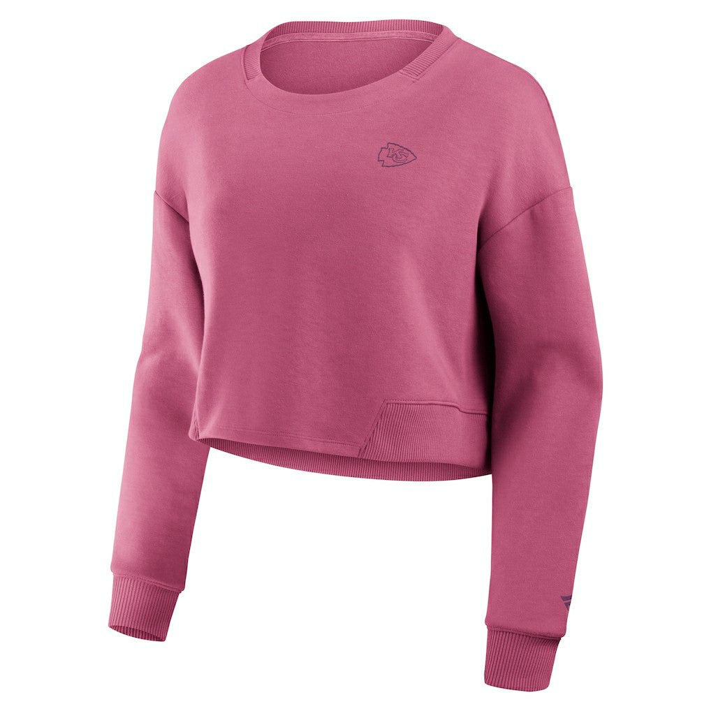 Kansas City Chiefs Women's Studio Tri-Blend Cropped Pullover Sweatshirt Pink - Fanatics